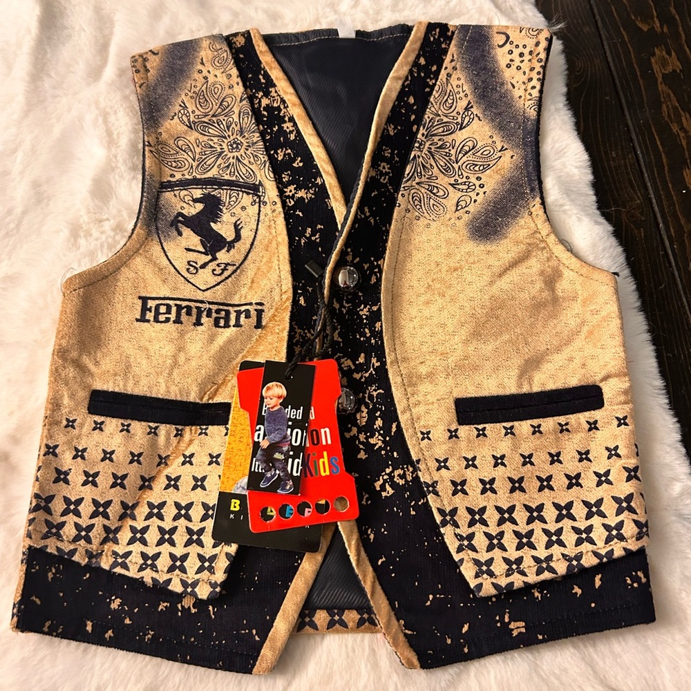 $19W❤️ Ferrari Bobee YOUTH BOYS SIZE 2-3 layered r dress vest NWT